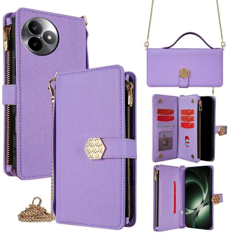 For Redmi K80 Ultra Crossbody Handle Cross Texture Leather Phone Case(Purple)