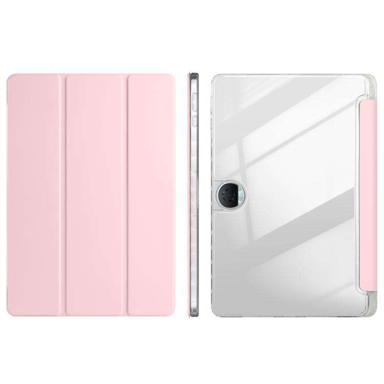 For Honor Pad 9 3-Fold Clear Acrylic Leather Tablet Case(Pink)