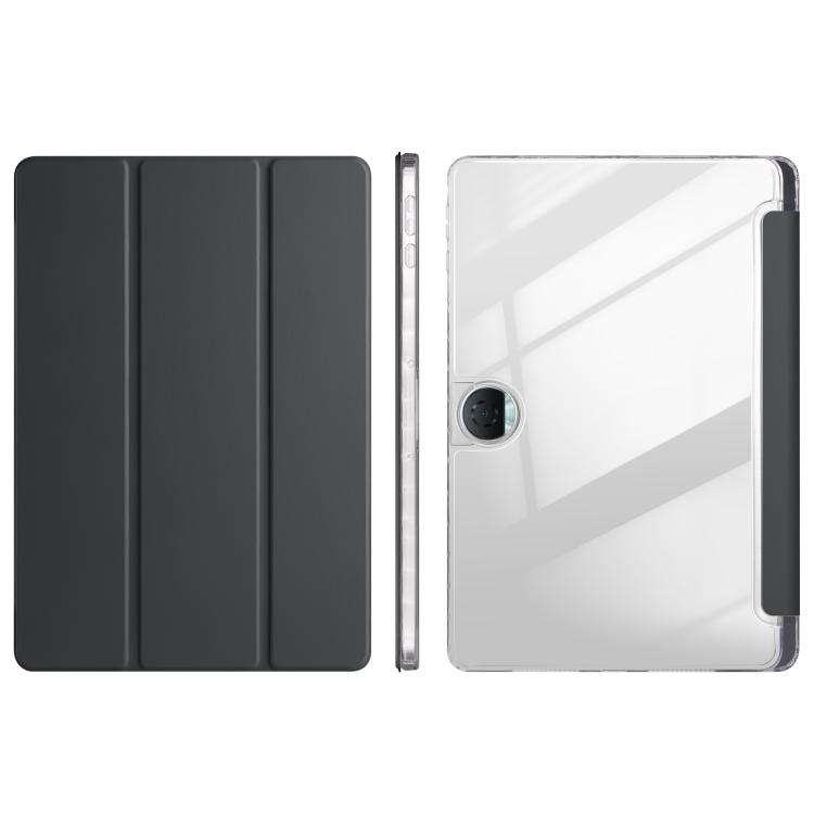 For Honor Pad 9 3-Fold Clear Acrylic Leather Tablet Case(Black)