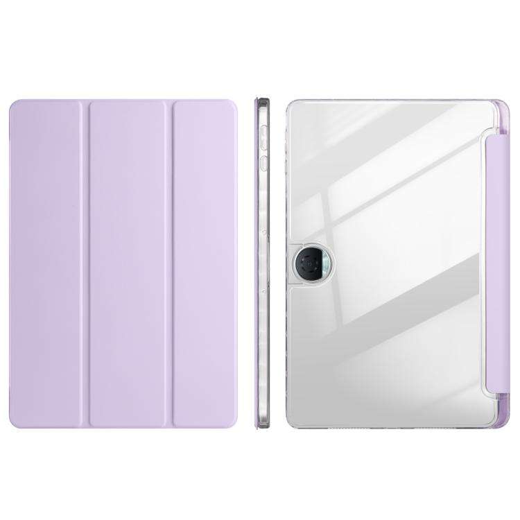 For Honor Pad 9 3-Fold Clear Acrylic Leather Tablet Case(Taro Purple)