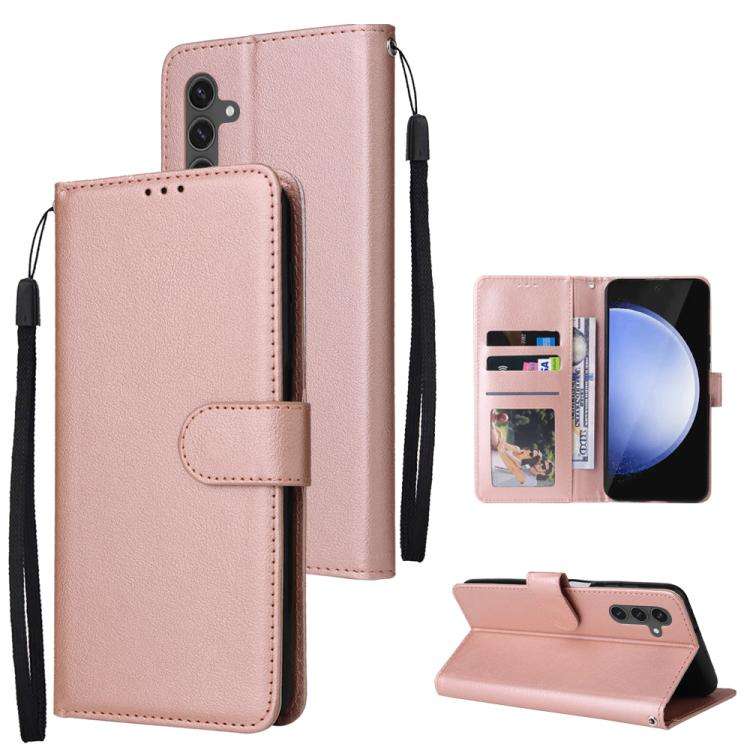 For Samsung Galaxy S25 FE 5G 3-Card Slots Multifunctional Leather Phone Case(Rose Gold)