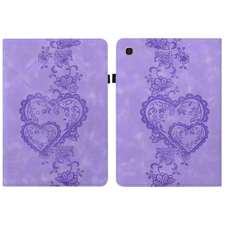 For Samsung Galaxy Tab A 10.1 2019 Love Hearts Embossed Leather Tablet Case(Purple)