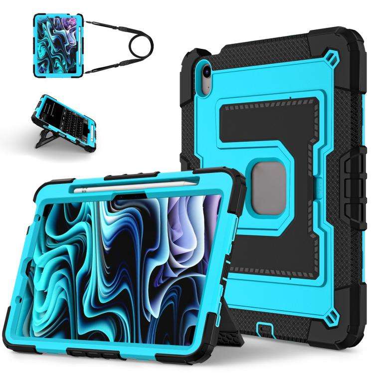 For iPad Air 11 2026 / 2025 / 2024 Big Holder Silicone Hydric PC Tablet Case with ... (Black Blue)