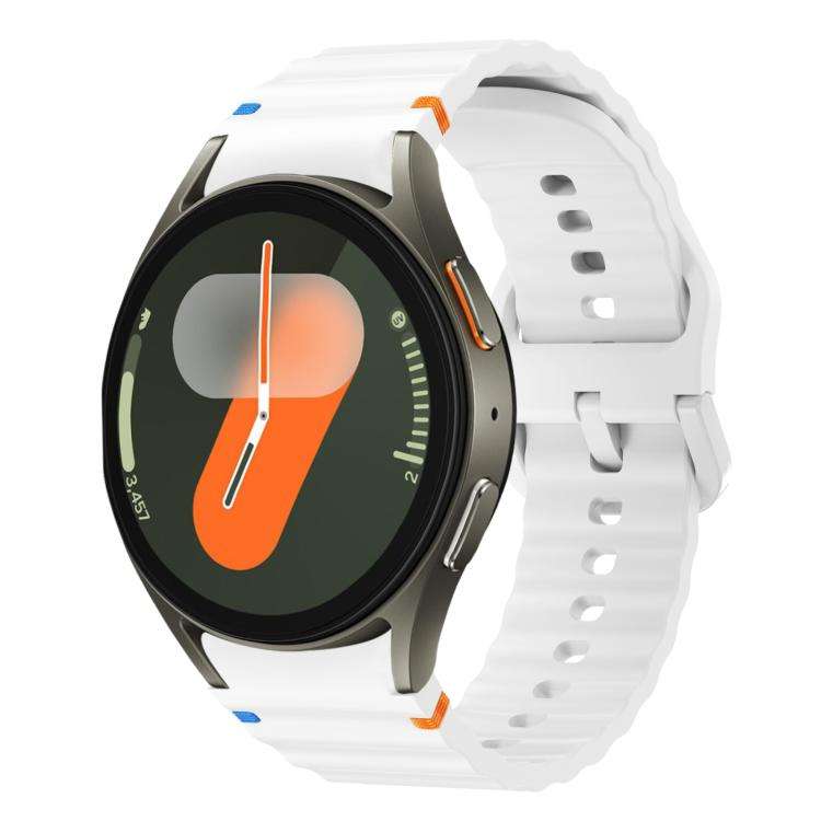 For Samsung Galaxy Watch FE / 7 / 6 / 5 / 4 xDfind Wavy Grain Stitched Colorful Buckle ... (White)
