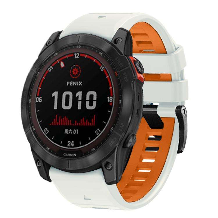 For Garmin 22mm Two Color Screw Buckle Quick Release Silicone Watch Band(Beige Orange)