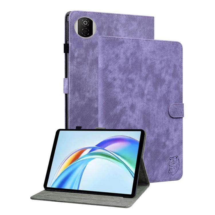 For Honor Pad X7 Embossed Tiger Pattern Leather Tablet Case(Purple)