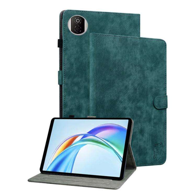For Honor Pad X7 Embossed Tiger Pattern Leather Tablet Case(Dark Green)