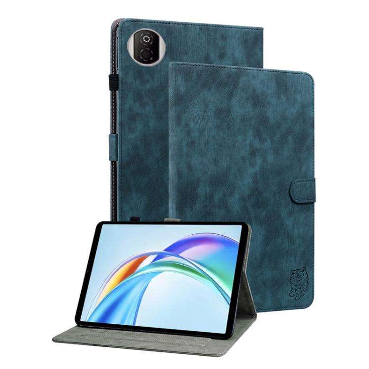 For Honor Pad X7 Embossed Tiger Pattern Leather Tablet Case(Dark Blue)