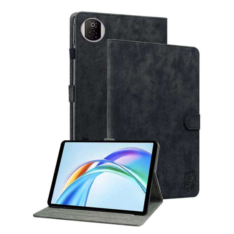 For Honor Pad X7 Embossed Tiger Pattern Leather Tablet Case(Black)