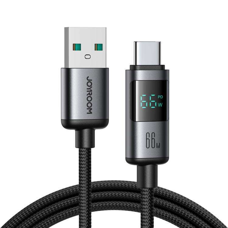 JOYROOM S-A16 Pro Prism Series 66W Digital Display USB to Type-C Fast Charging Data Ca ... (Black)