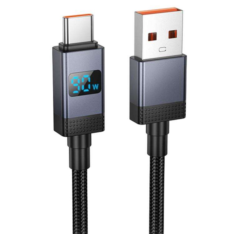 hoco X118 Generous 1m 5A Fast Charging Data Cable with Display, Interface:USB to Type-C(Black)