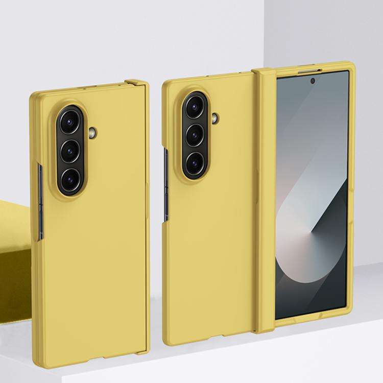 For Samsung Galaxy Z Fold7 5G 3 in 1 Skin Feel PC Phone Case(Lemon Yellow)