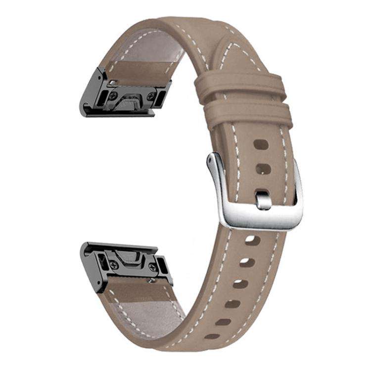 For Garmin Fenix 7 / 7X / 6X 26mm xDfind Silver Buckle Leather Quick Release Wa ... (Earthy Brown)
