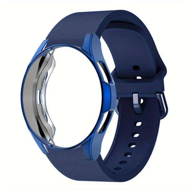 For Samsung Galaxy Watch 7 44mm Silicone Watch Band with TPU Case(Dark Blue)