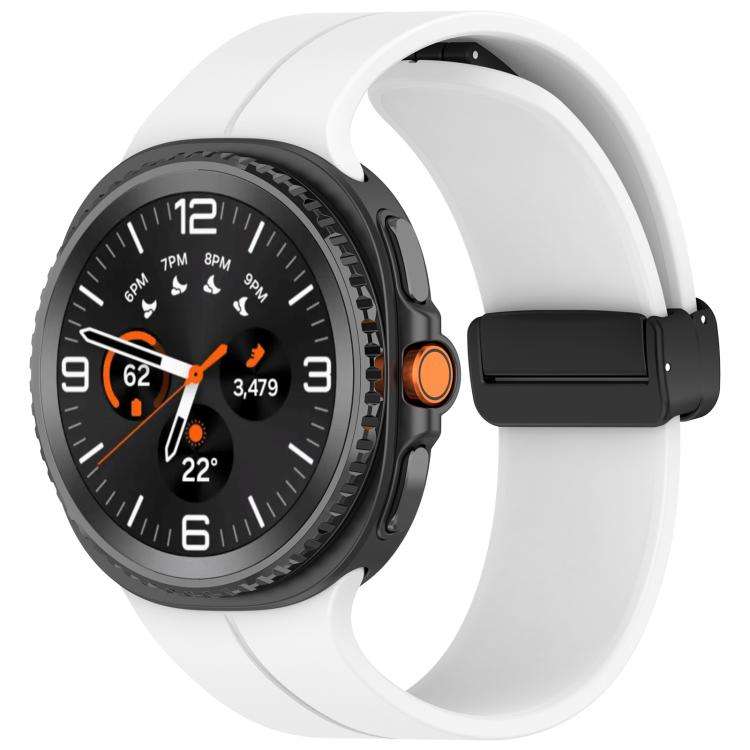 For Samsung Galaxy Watch8 / Watch8 Classic xDfind Fold Black Buckle Magnetic Silicone ... (Silver)
