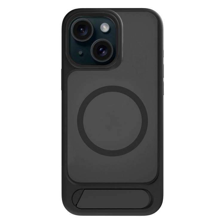 For iPhone 13 Kalebol MagSafe Invisible Tilt Holder PC Hybrid TPU Case(Black)