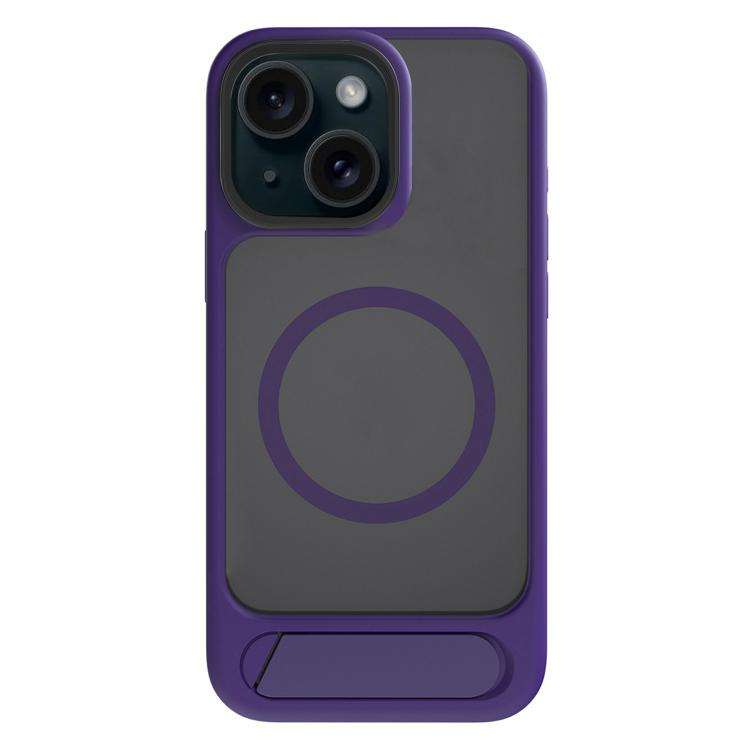For iPhone 13 Kalebol MagSafe Invisible Tilt Holder PC Hybrid TPU Case(Purple)