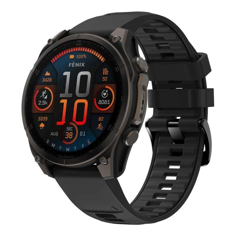 For Garmin 26mm Quick Release Solid Color Silicone Watch Band(Black)