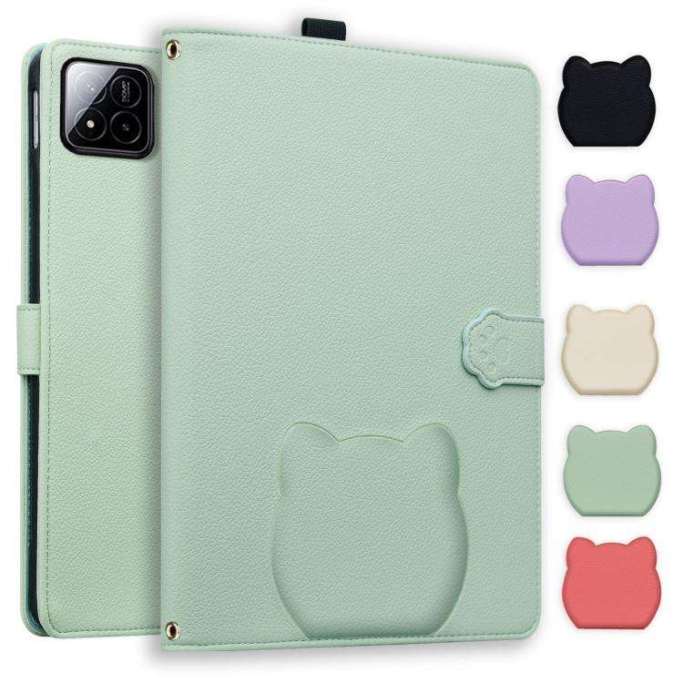 For Xiaomi Pad 8 / 8 Pro 7 / 7 Pro Cat Skin-feel Litchi Leather Tablet Case(Green)