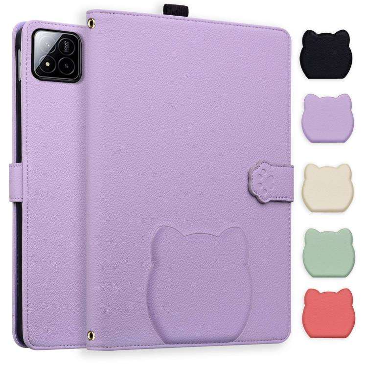 For Xiaomi Pad 8 / 8 Pro 7 / 7 Pro Cat Skin-feel Litchi Leather Tablet Case(Purple)