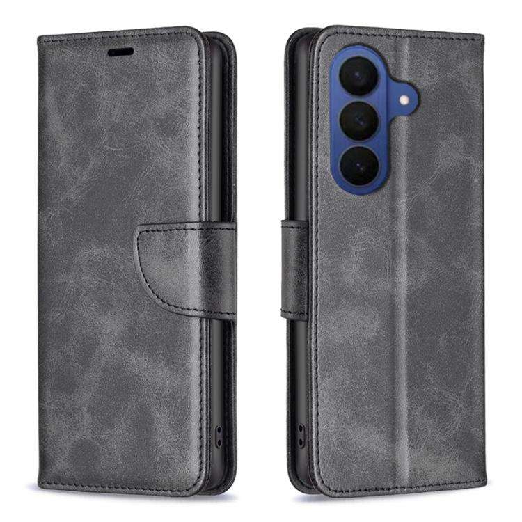 For Samsung Galaxy S26 5G Lambskin Texture Pure Color Flip Leather Phone Case(Black)