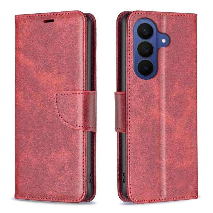 For Samsung Galaxy S26 5G Lambskin Texture Pure Color Flip Leather Phone Case(Red)