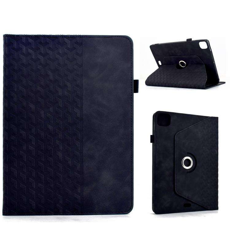For iPad Air 11 2026 / 2025 / 2024 Rotatable Building Blocks Embossed Smart Leather Ta ... (Black)