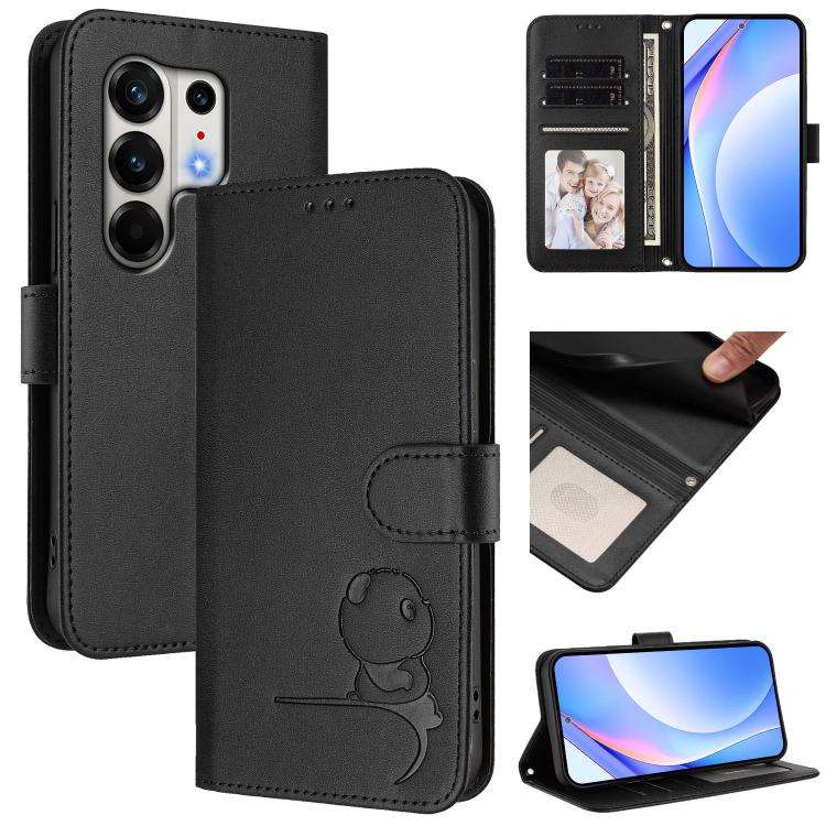 For Tecno Camon 50 Pro 4G Litter Panda Embossing RFID Leather Phone Case with Lanyard(Black)