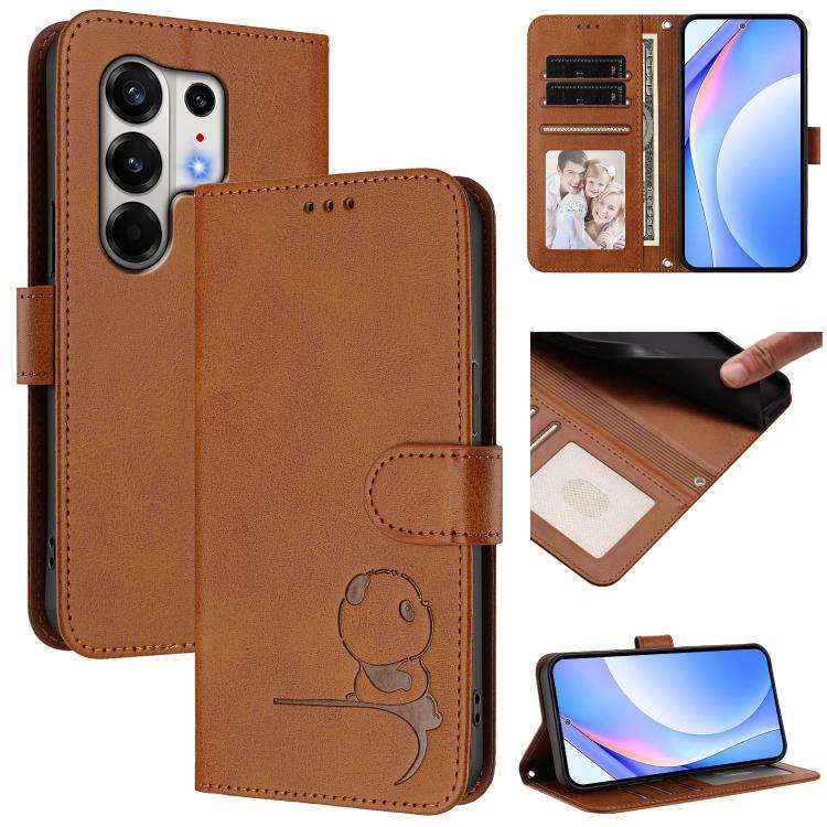 For Tecno Camon 50 Pro 4G Litter Panda Embossing RFID Leather Phone Case with Lanyard(Brown)