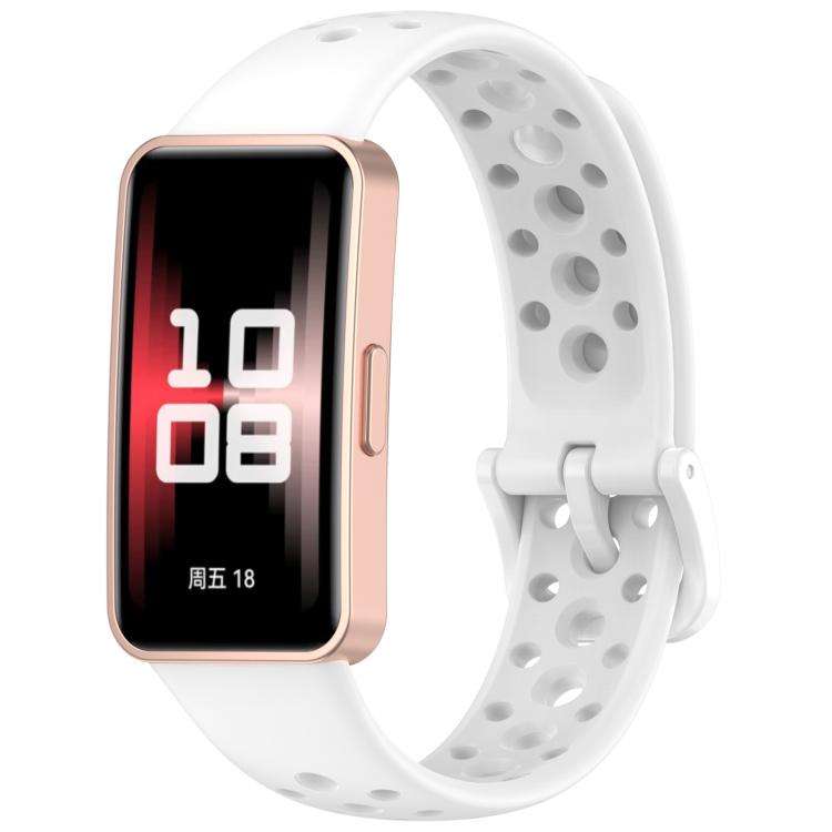 For Huawei Band 10 / 9 / 8 xDfind Hole Style Breathable Silicone Watch Band(White)
