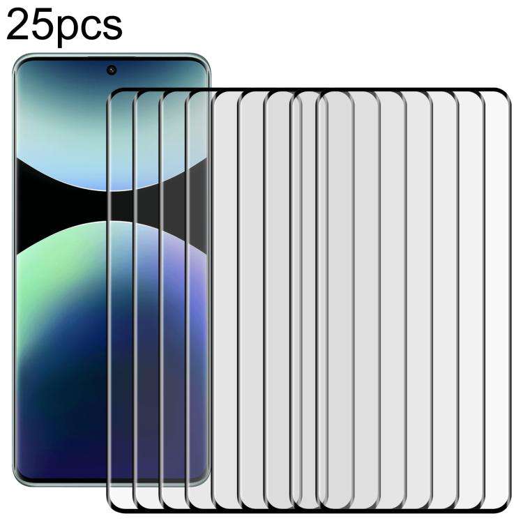 For Xiaomi Redmi Note 14 Pro 5G / 4G 25pcs Full Glue 9H HD 3D Curved Edge Tempered Gla ... (Black)
