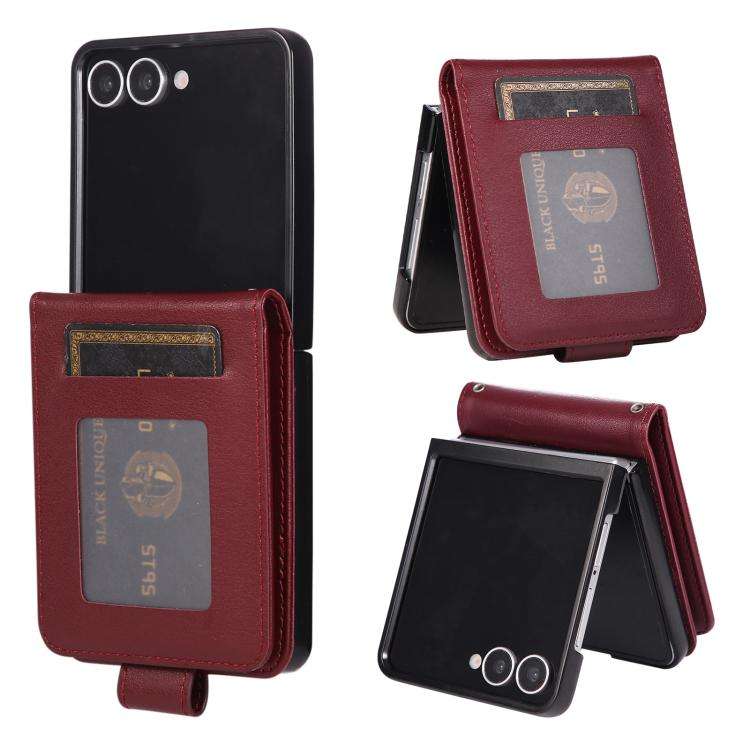 For Samsung Galaxy Z Flip7 5G 3-Card Slots Multifunctional Leather Phone Case(Wine Red)