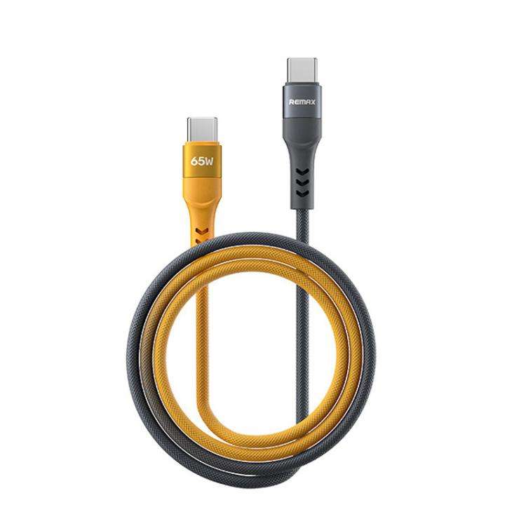 REMAX CB16 PD65W Type-C to Type-C Macaron Braided Fast Charging Data Cable, Len ... (Black Orange)