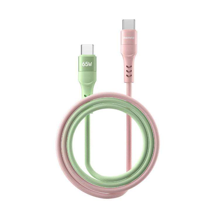 REMAX CB16 PD65W Type-C to Type-C Macaron Braided Fast Charging Data Cable, Lengt ... (Pink Green)
