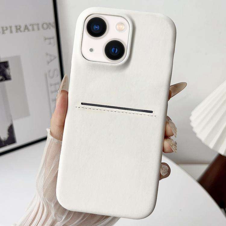 For iPhone 15 Skin Feel Sheepskin Card Slot Phone Case(White)