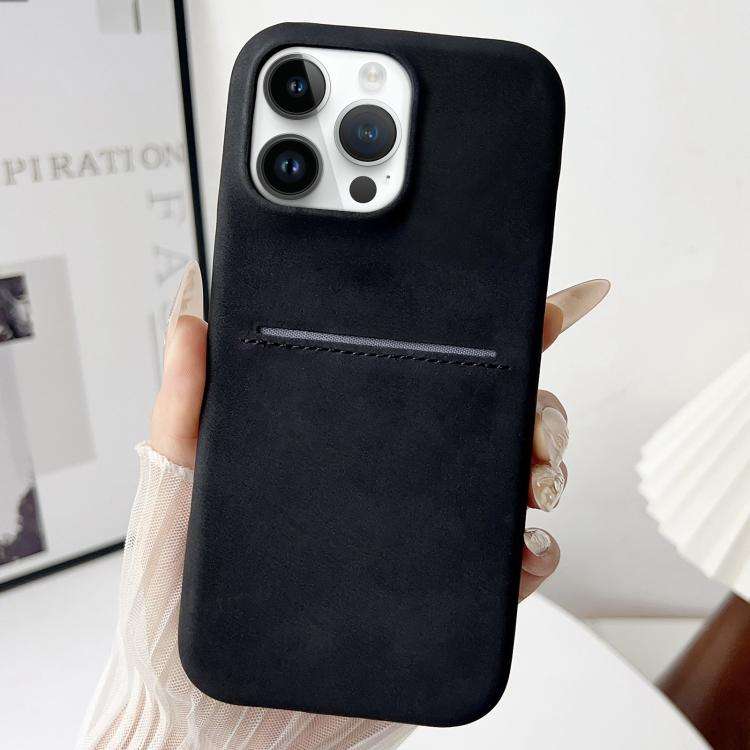 For iPhone 14 Pro Max Skin Feel Sheepskin Card Slot Phone Case(Black)