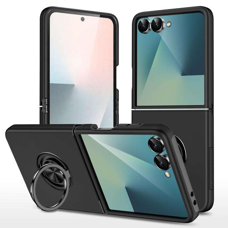 For Samsung Galaxy Z Flip7 5G PC + TPU Magnetic Phone Case with Invisible Ring Holder(Black)