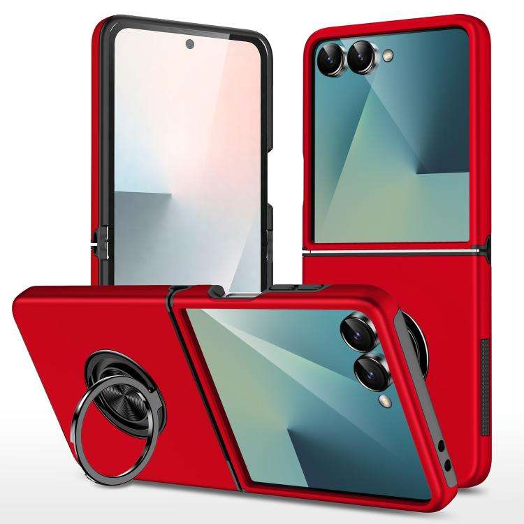 For Samsung Galaxy Z Flip7 5G PC + TPU Magnetic Phone Case with Invisible Ring Holder(Red)