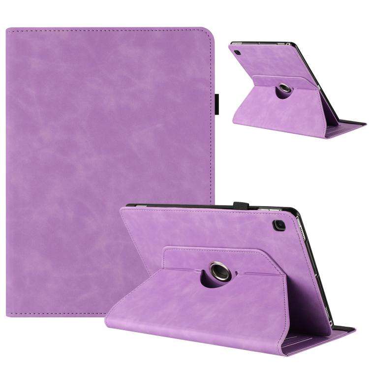 For Samsung Galaxy Tab A7 2020 Solid Color Rotation Holder Leather Smart Tablet Case(Light Purple)