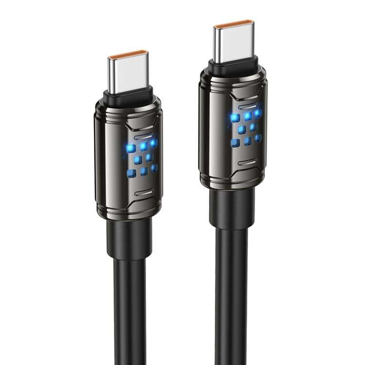 hoco U143 Joy LED 240W Type-C to Type-C Fast Charging Data Cable, Length: 1.2m(Black)