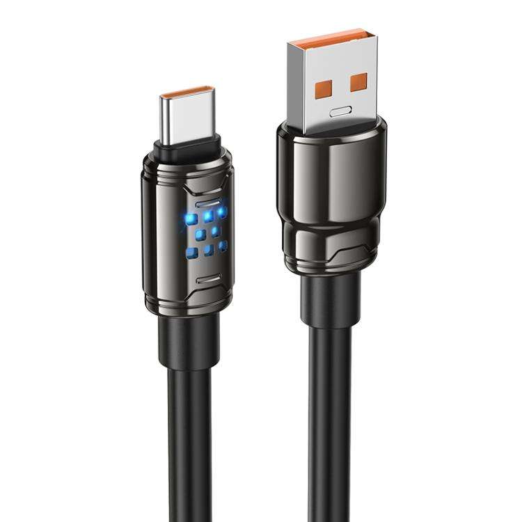 hoco U143 Joy LED 5A USB to Type-C Fast Charging Data Cable, Length: 1.2m(Black)