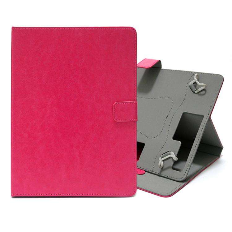 10 inch Buckle Hook Crazy Horse Pattern Leather Tablet Case(Rose Red)