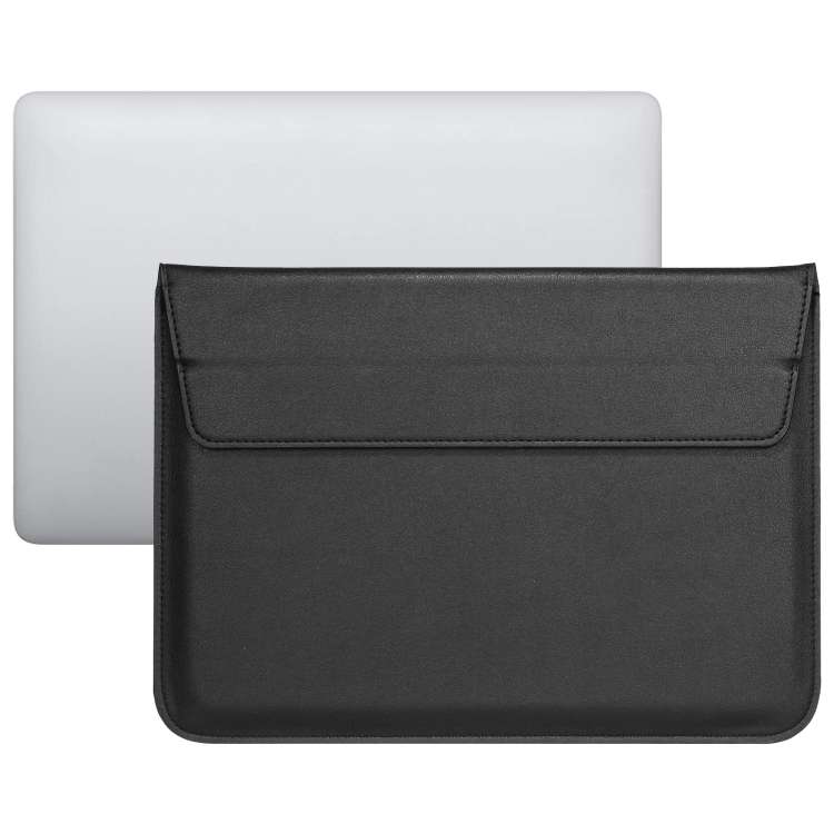 PU Leather Ultra-thin Envelope Bag Laptop Bag for MacBook Air / Pro 11 inch, with Stan ... (Black)