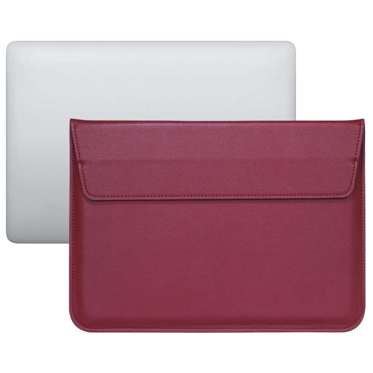 PU Leather Ultra-thin Envelope Bag Laptop Bag for MacBook Air / Pro 11 inch, with S ... (Wine Red)