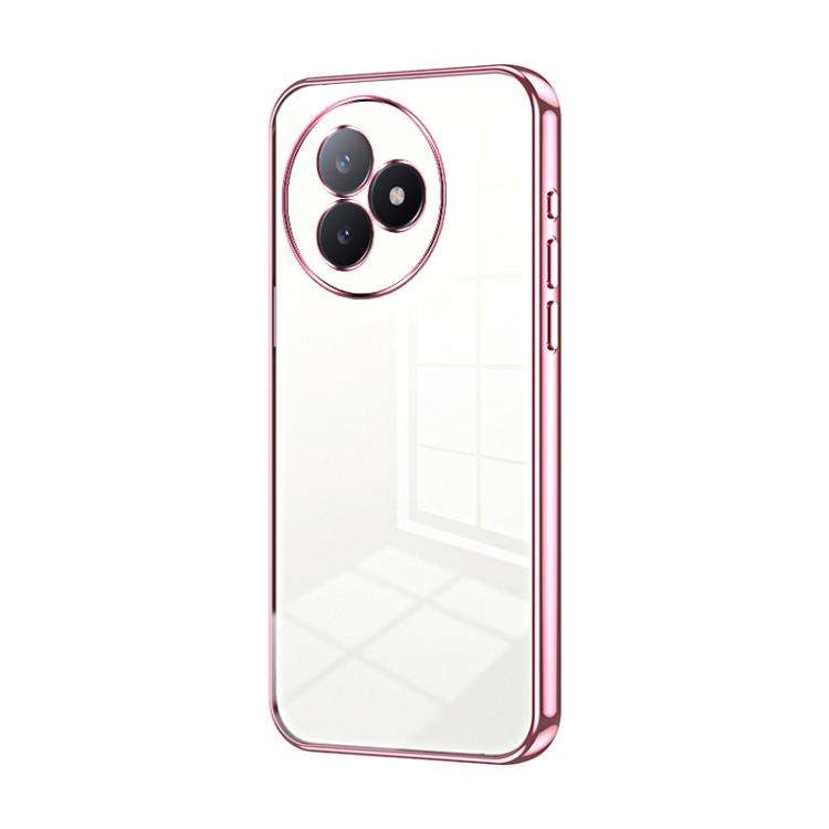 For Redmi K80 Ultra Transparent Plating Fine Hole Phone Case(Pink)