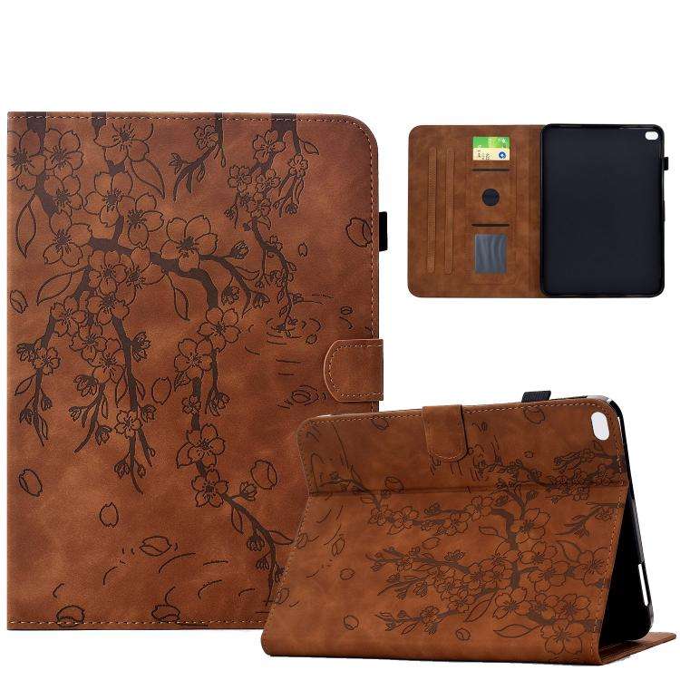 For iPad 9.7 2018 / 2017 Plum Blossom Embossed Smart Leather Tablet Case(Brown)