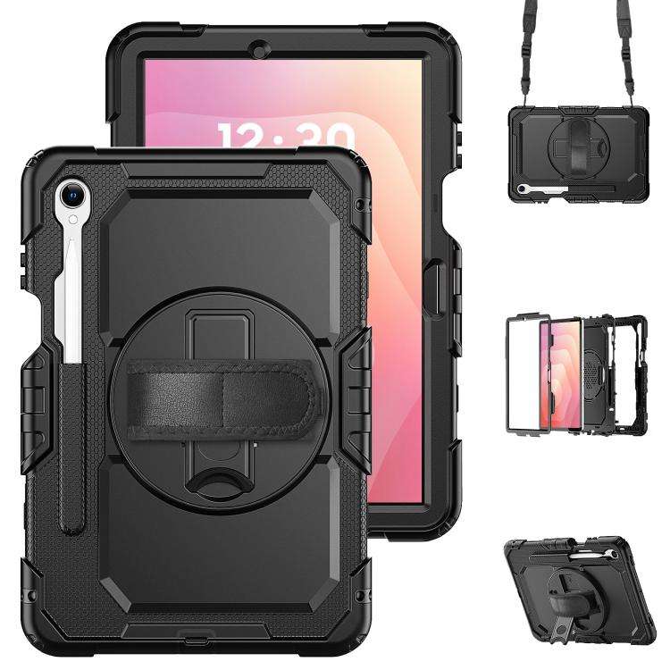 For Samsung Galaxy Tab S11 Lucky Wheel Grip Silicone Hybrid PC Tablet Case with Should ... (Black)