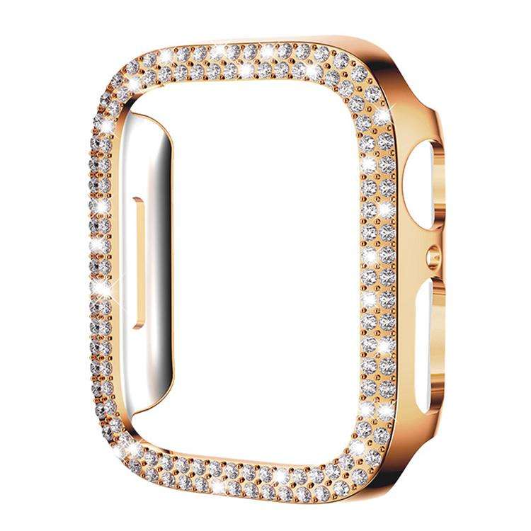 For Apple Watch Series 6 / 5 / 4 / SE 44mm xDfind Double Row Diamond Hollow PC Wat ... (Rose Gold)