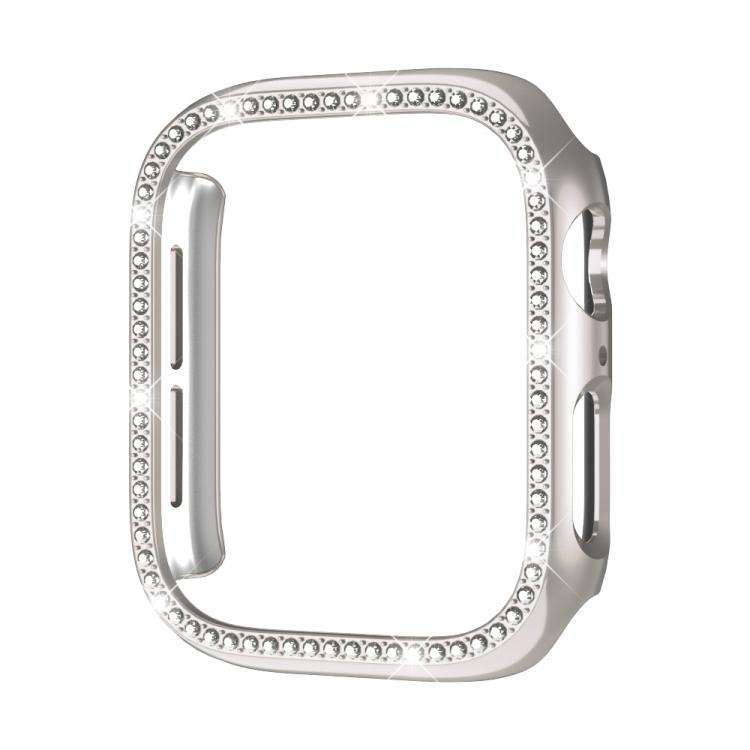 For Apple Watch Series 11 46mm / 10 46mm xDfind Single Row Diamond Hollow PC Watch ... (Starlight)