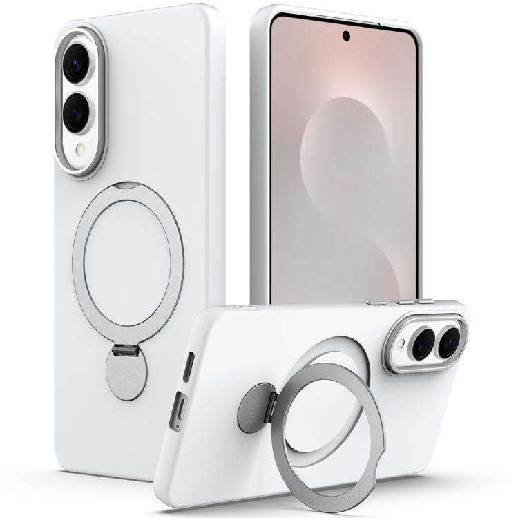 For Samsung Galaxy S25 Edge 5G Gen1.5 Pivot Ring Holder TPU Hybrid PC Phone Case(White)